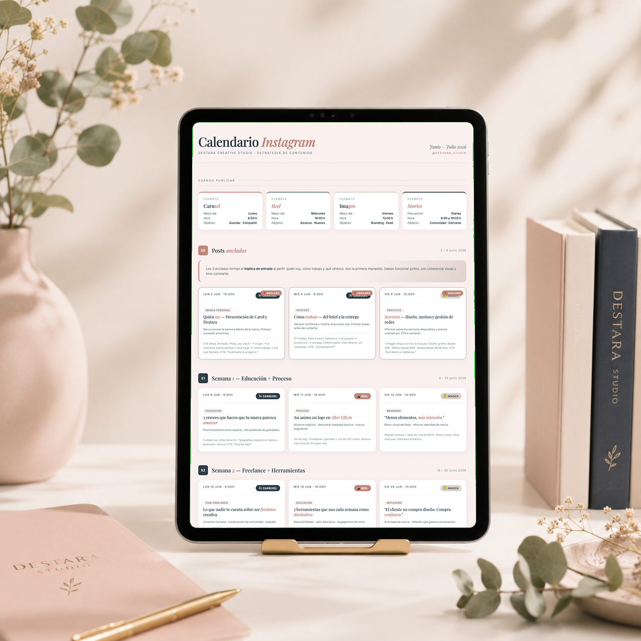 Calendario de contenidos Destara